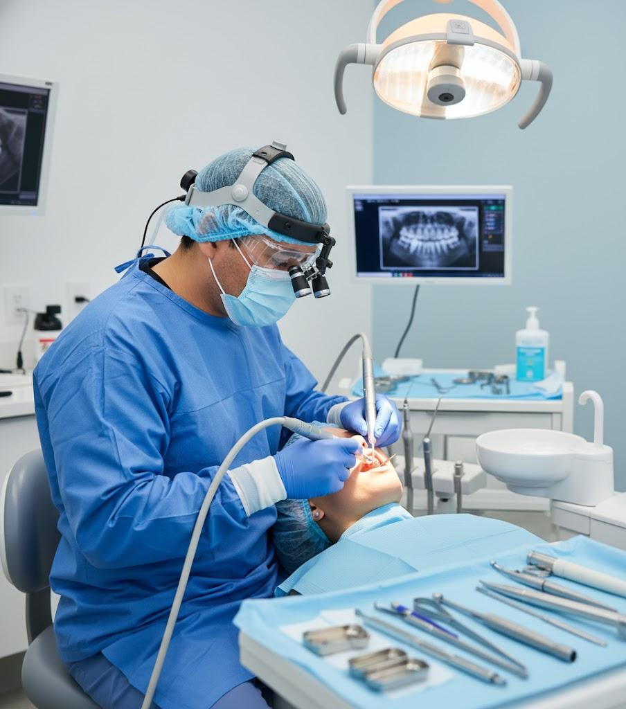 Atendimento odontológico em consultório da clínica